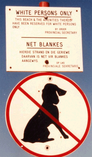 Apartheid: Kein Zutritt für Schwarze und Hunde